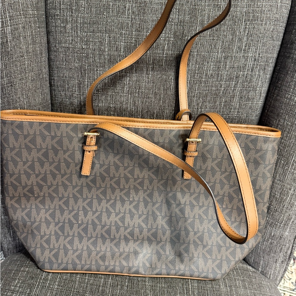 Michael Kors Signature Brown and Tan Large Tote
